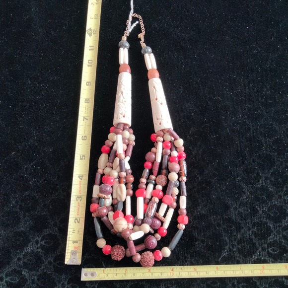 Iris Apfel & Bajalia Wood, Bone and Resin Multicolored Beaded Statement Necklace - Picture 4 of 12